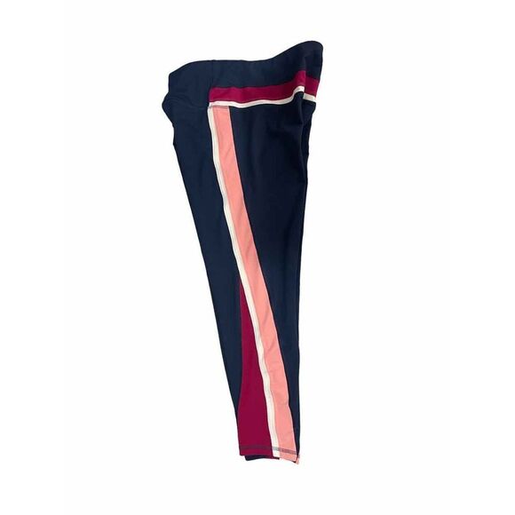 DSG|WOMEN’S ACTIVEWEAR CROPPED LEGGINGS NAVY/ MULTICOLOR STRIPED COLOR-BLOCK‎ L - Picture 4 of 6